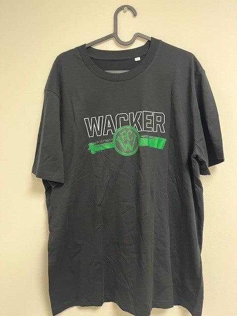 T-Shirt Schwarz - Wacker Schrift Weiss + Logo Farbe